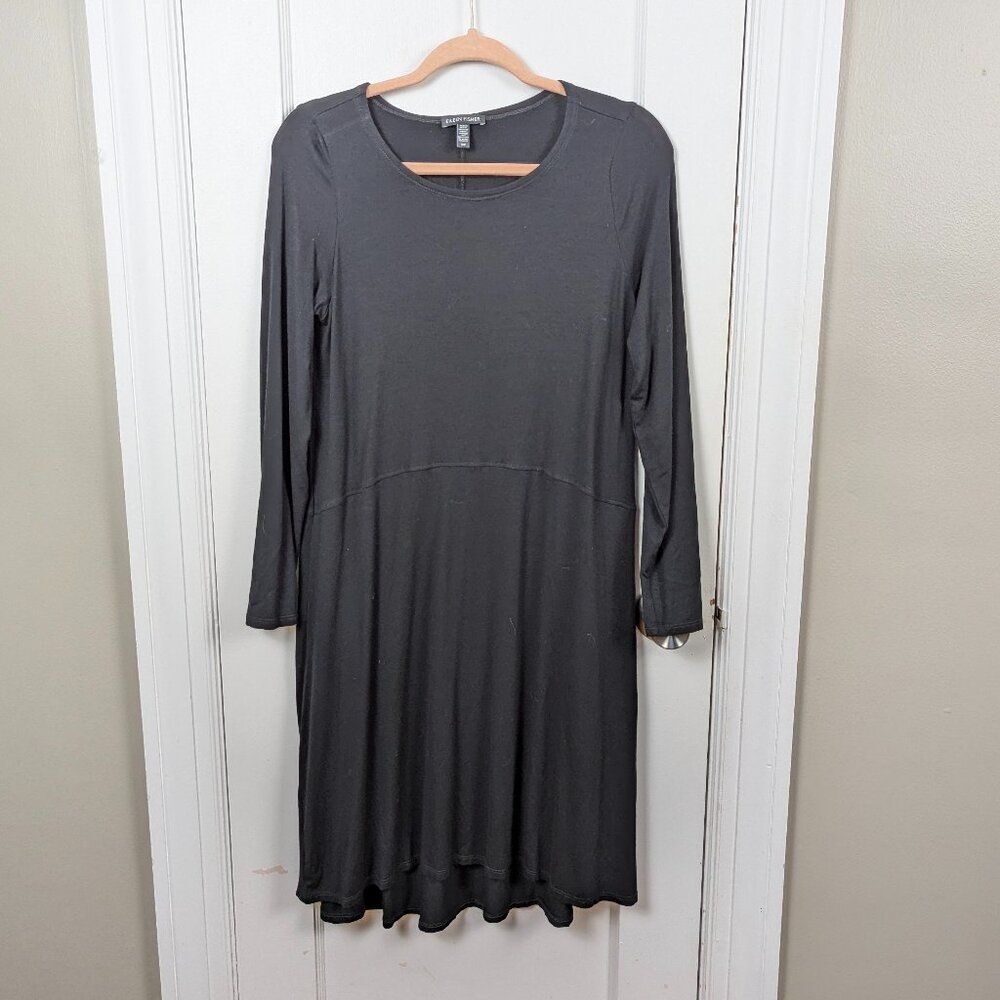 EILEEN FISHER | Black Long Sleeve Jersey Dress Size S